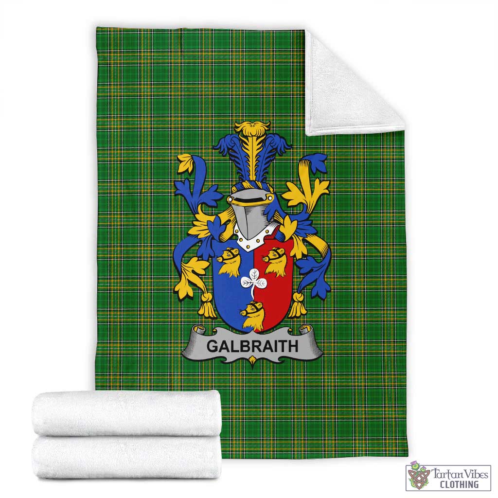 Tartan Vibes Clothing Galbraith Irish Clan Tartan Blanket with Coat of Arms