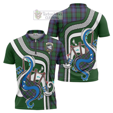 Galbraith Tartan Zipper Polo Shirt with Epic Bagpipe Style