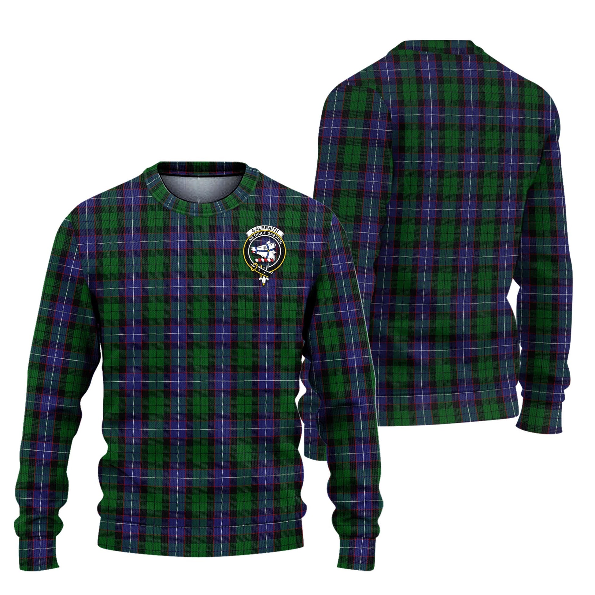 Galbraith Tartan Knitted Sweater with Family Crest Unisex - Tartanvibesclothing