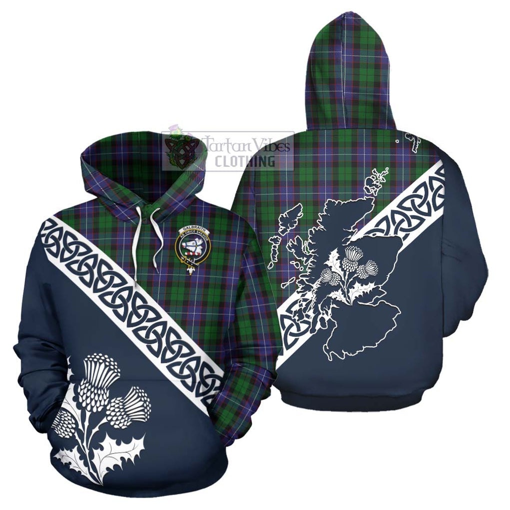 Galbraith Tartan Hoodie Featuring Thistle and Scotland Map Zip Hoodie - Tartan Vibes Clothing
