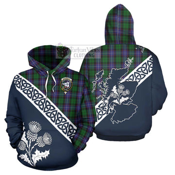 Galbraith Tartan Hoodie Featuring Thistle and Scotland Map