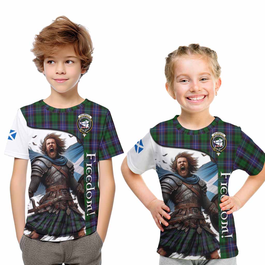 Tartan Vibes Clothing Galbraith Crest Tartan Kid T-Shirt Inspired by the Freedom of Scottish Warrior