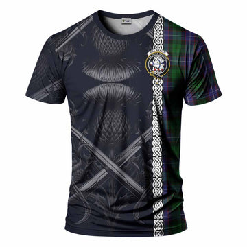 Galbraith Tartan T-Shirt with Family Crest Cross Sword Thistle Celtic Vibes