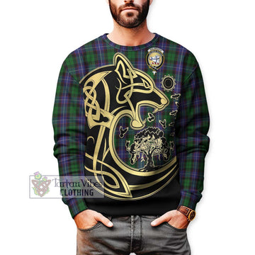 Galbraith Tartan Sweatshirt with Family Crest Celtic Wolf Style