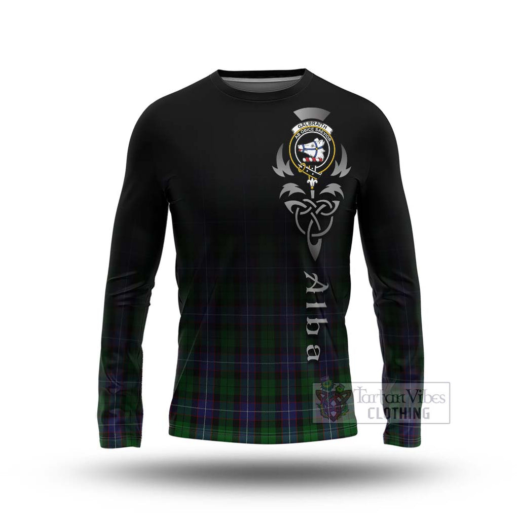 Tartan Vibes Clothing Galbraith Tartan Long Sleeve T-Shirt Featuring Alba Gu Brath Family Crest Celtic Inspired