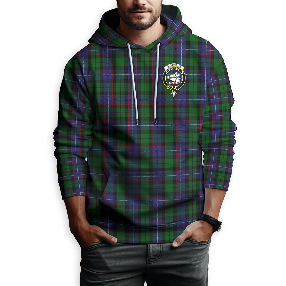 Galbraith Tartan Hoodie with Family Crest Zip Hoodie - Tartan Vibes Clothing