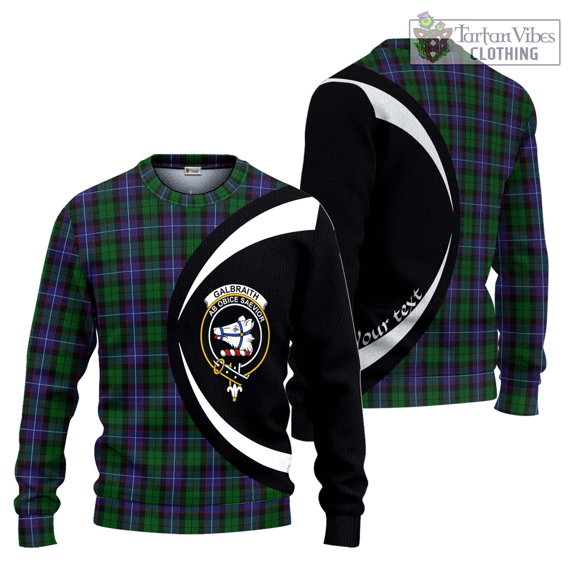 Galbraith Tartan Ugly Sweater with Family Crest Circle Style Unisex - Tartan Vibes Clothing