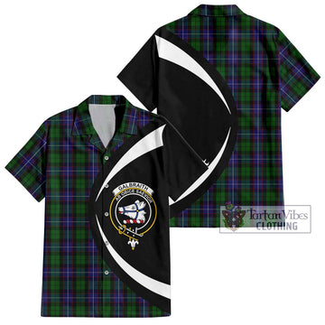 Galbraith Tartan Short Sleeve Button Up with Family Crest Circle Style