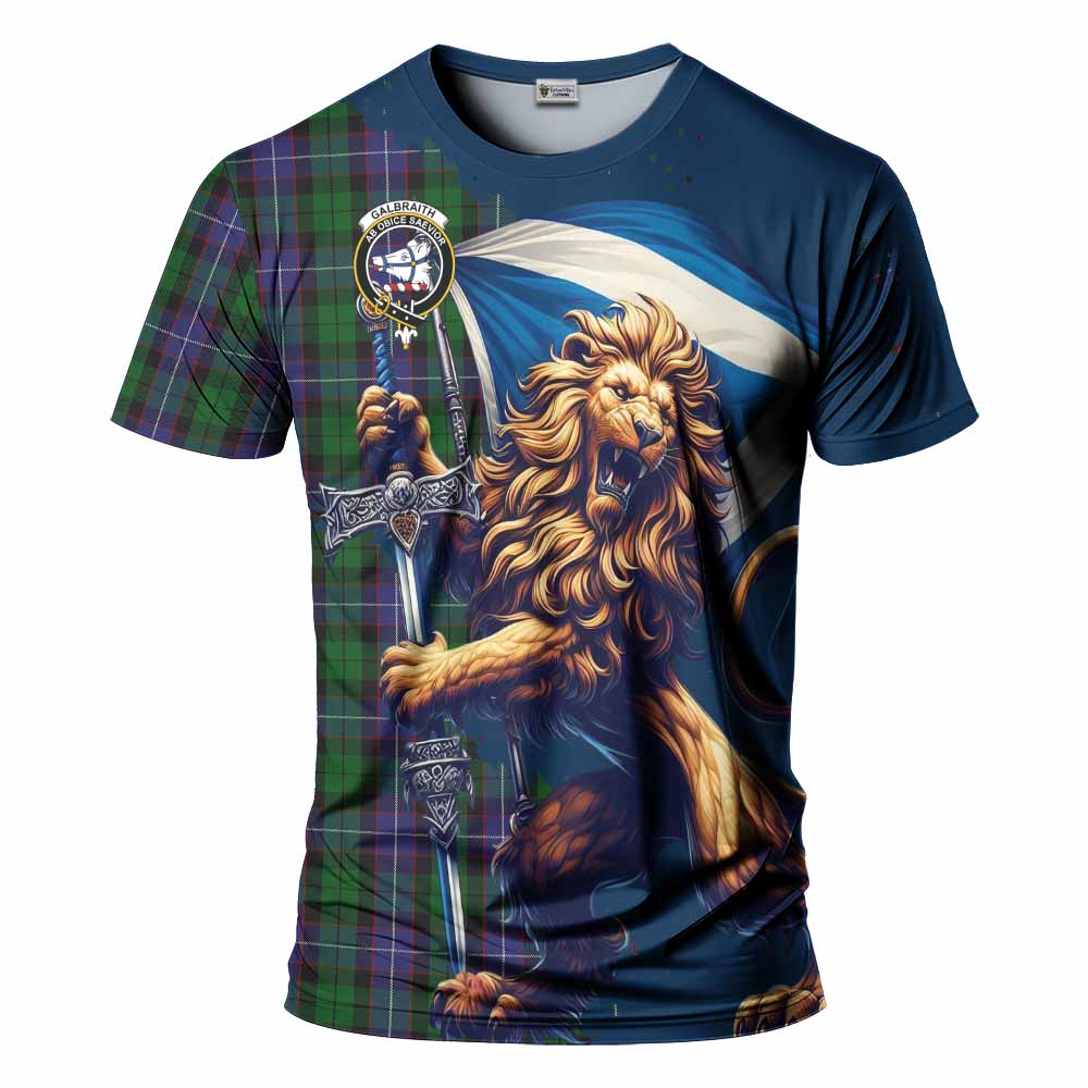 Tartan Vibes Clothing Galbraith Tartan Family Crest T-Shirt with Scottish Majestic Lion