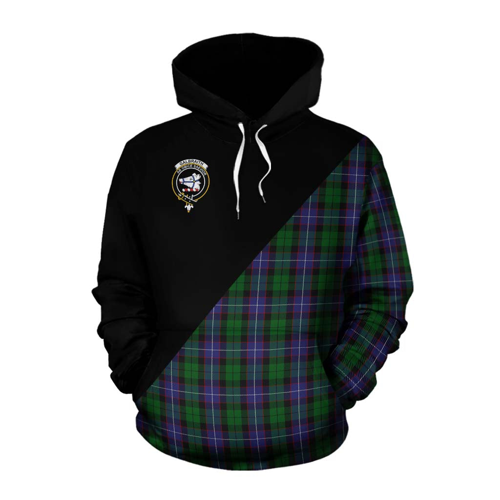 Tartan Vibes Clothing Galbraith Tartan Cotton Hoodie with Family Crest and Military Logo Style