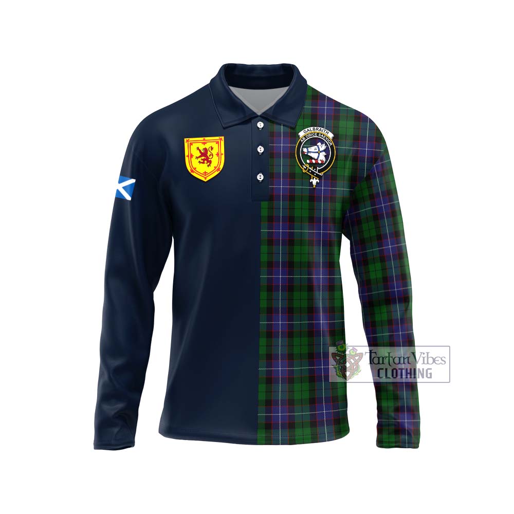 Tartan Vibes Clothing Galbraith Tartan Long Sleeve Polo Shirt with Scottish Lion Royal Arm Half Style