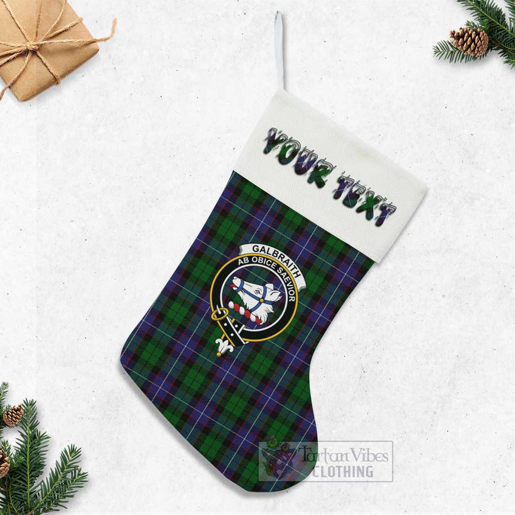 Tartan Vibes Clothing Galbraith Tartan Family Crest Christmas Stocking with Personalized Text