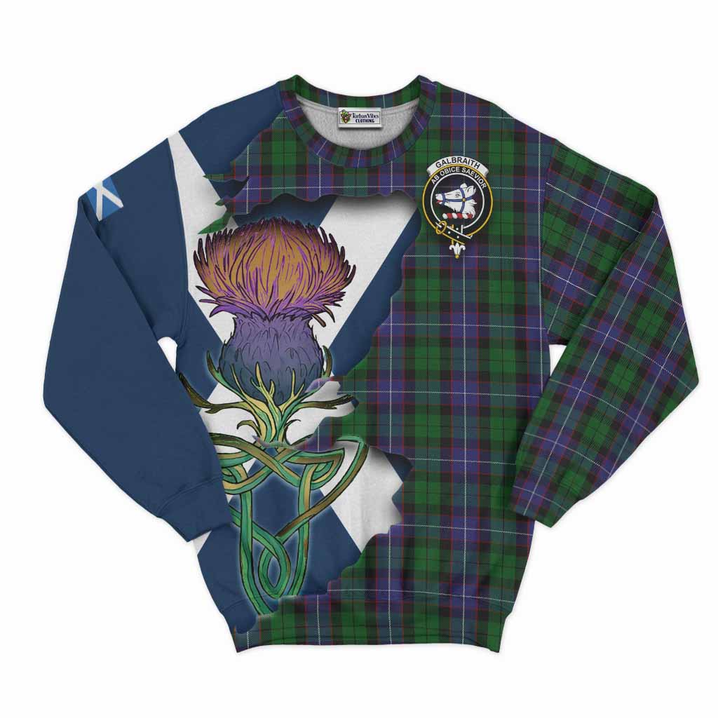 Galbraith Tartan Family Crest Sweatshirt Scottish Thistle Celtic Inspired Unisex - Tartan Vibes Clothing