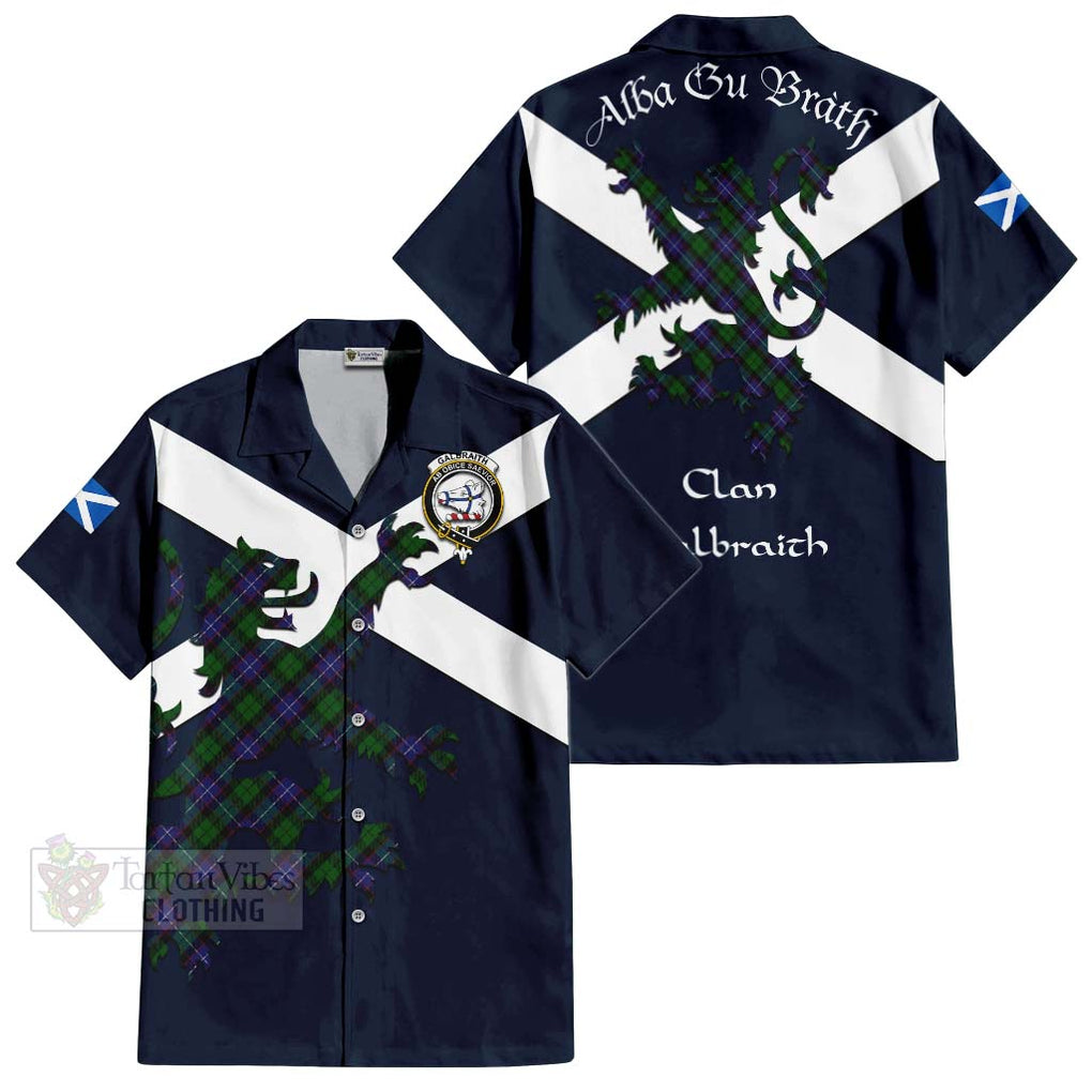 Tartan Vibes Clothing Galbraith Tartan Lion Rampant Short Sleeve Button Shirt – Proudly Display Your Heritage with Alba Gu Brath and Clan Name