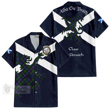 Galbraith Tartan Lion Rampant Short Sleeve Button Shirt  Proudly Display Your Heritage with Alba Gu Brath and Clan Name