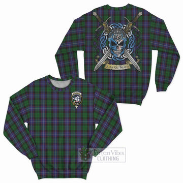 Galbraith Tartan Sweatshirt with Family Crest Celtic Skull Style