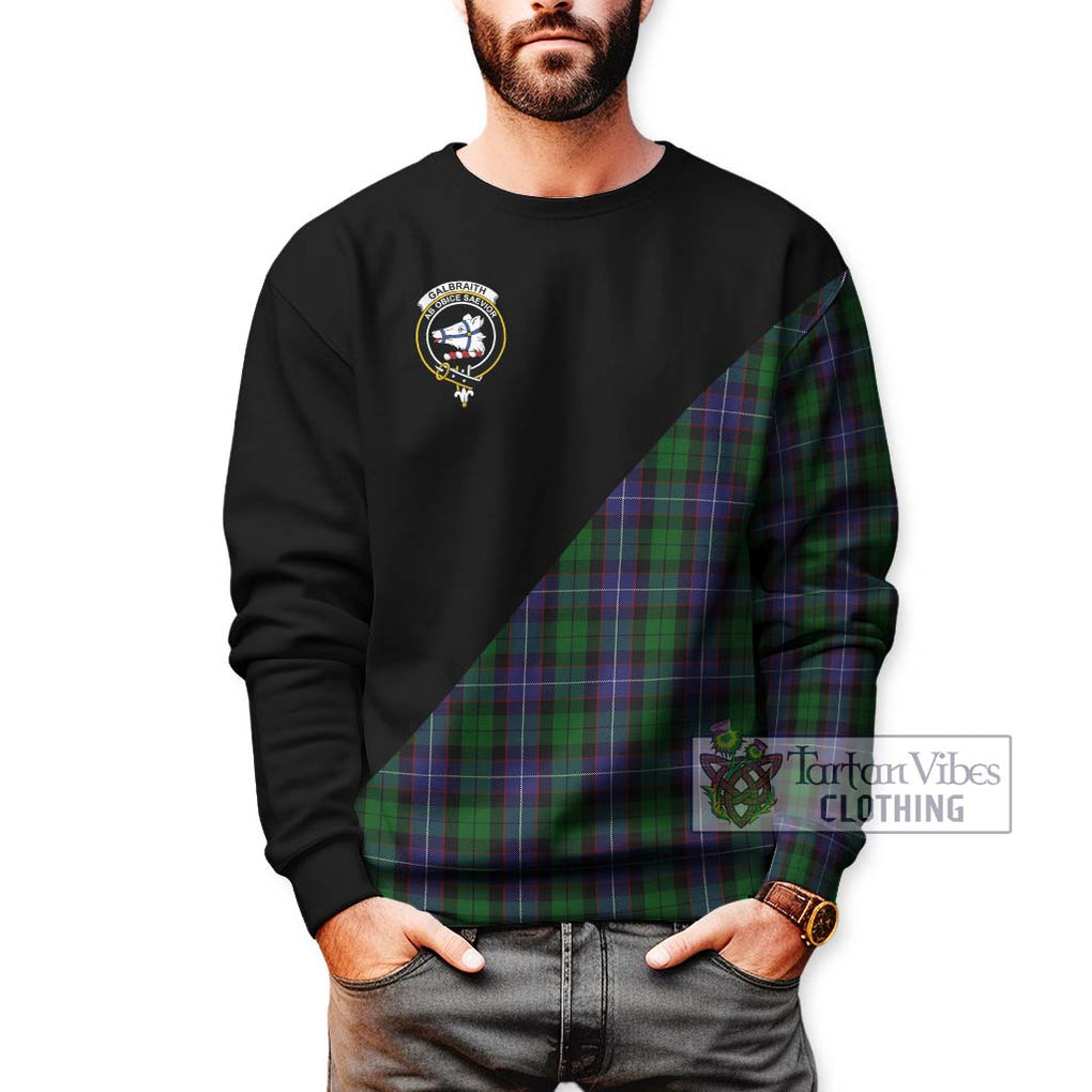 Galbraith Tartan Sweatshirt with Family Crest and Military Logo Style Unisex - Tartanvibesclothing Shop