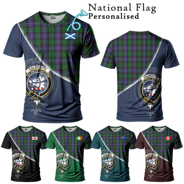 Galbraith Tartan T-Shirt with Personalised National Flag and Family Crest Half Style