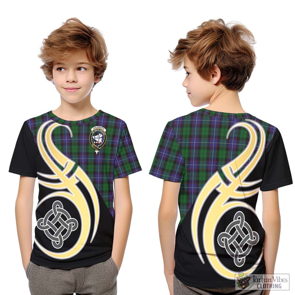 Galbraith Tartan Kid T-Shirt with Family Crest and Celtic Symbol Style Youth XL Size14 - Tartan Vibes Clothing