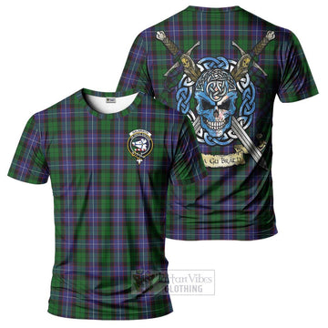 Galbraith Tartan T-Shirt with Family Crest Celtic Skull Style