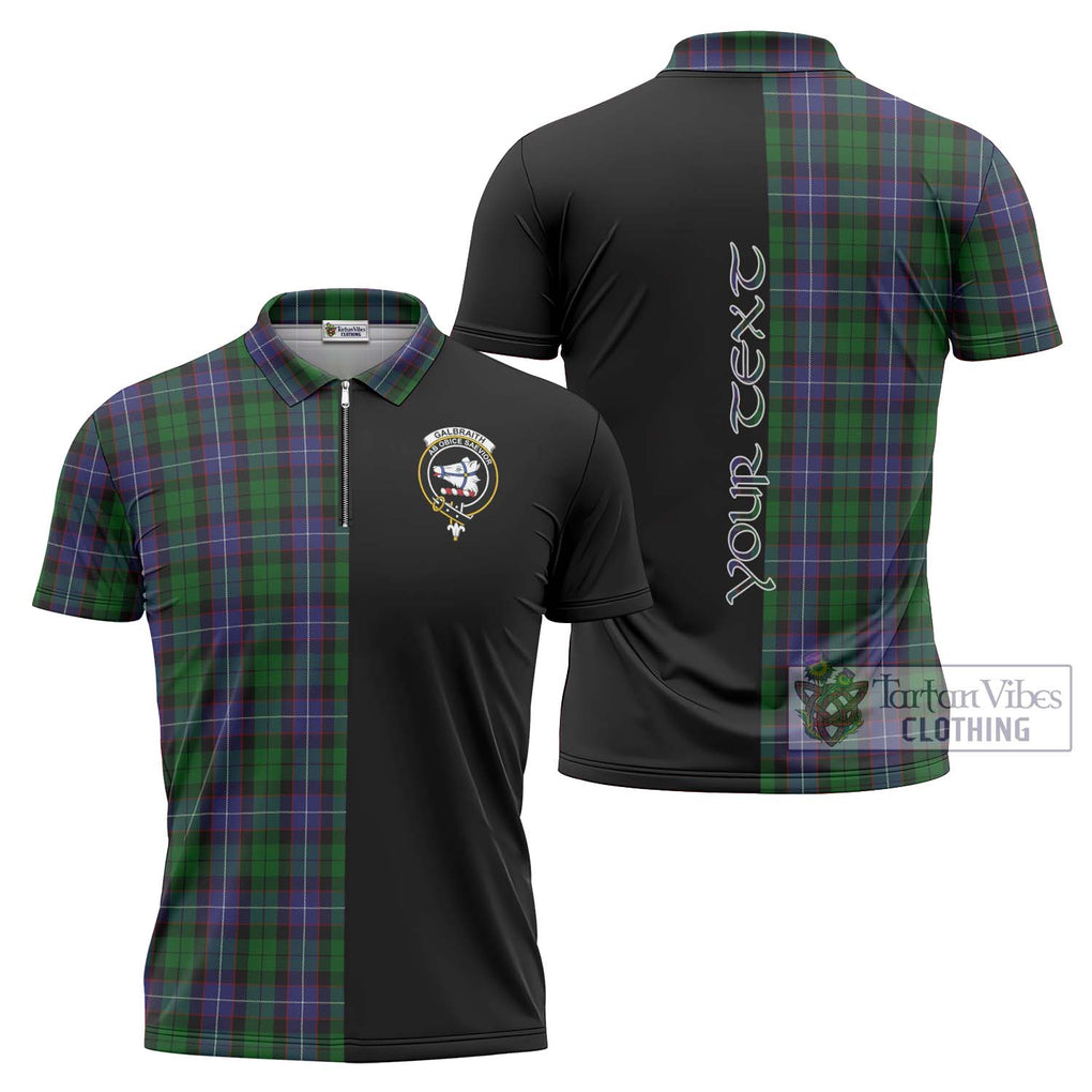 Galbraith Tartan Zipper Polo Shirt with Family Crest and Half Of Me Style Unisex - Tartanvibesclothing Shop