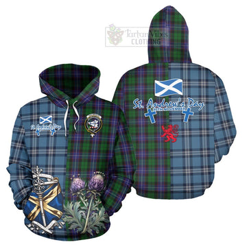 Galbraith Tartan Hoodie Happy St. Andrew's Day Half Tartan Style