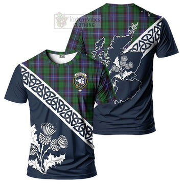 Galbraith Tartan T-Shirt Featuring Thistle and Scotland Map