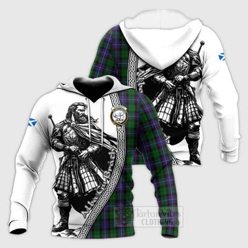 Galbraith Tartan Clan Crest Knitted Hoodie with Highlander Warrior Celtic Style