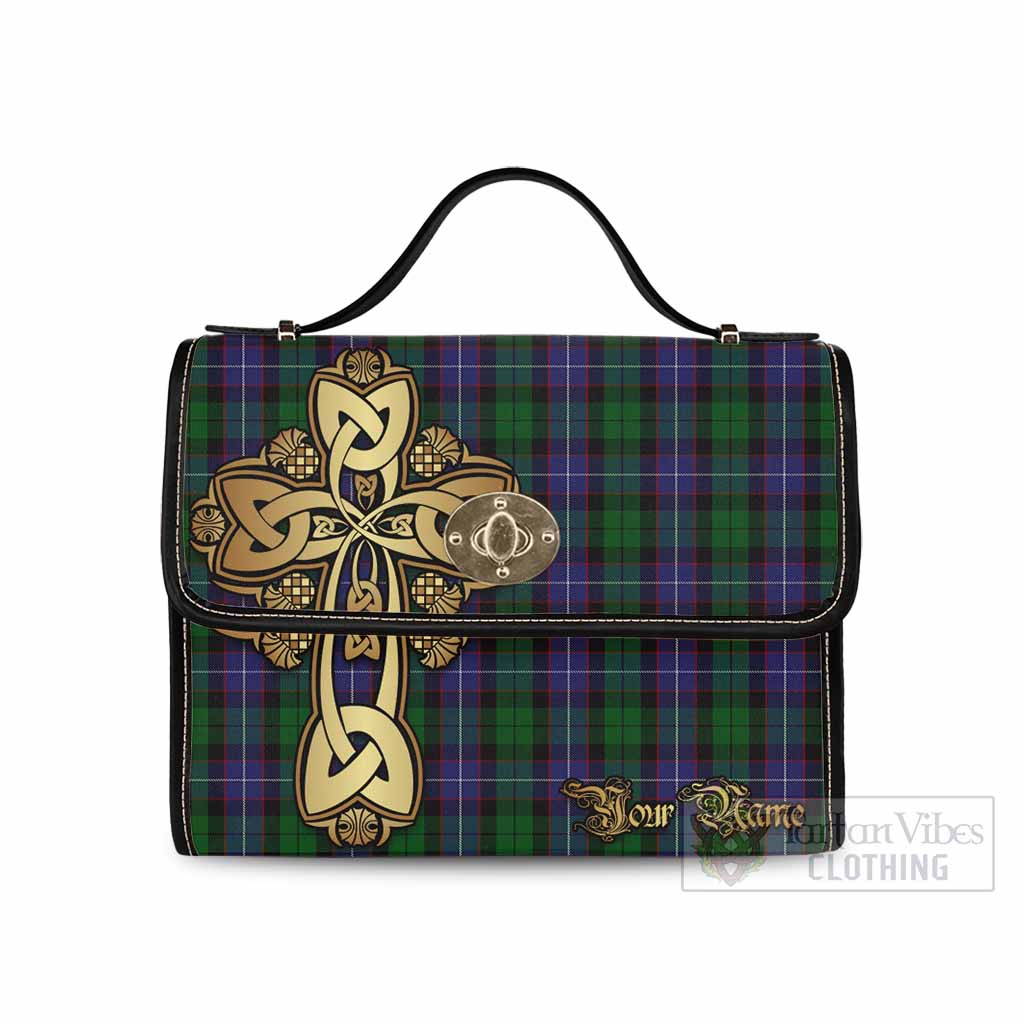 Tartan Vibes Clothing Galbraith Tartan Waterproof Canvas Bag Golden Thistle Celtic Cross Style