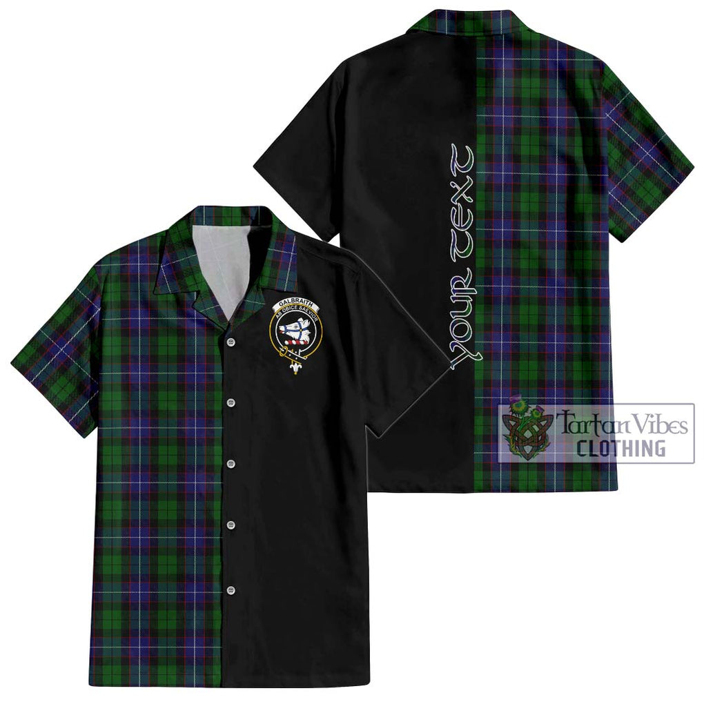 Galbraith Tartan Short Sleeve Button Shirt with Family Crest and Half Of Me Style Kid - Tartanvibesclothing Shop