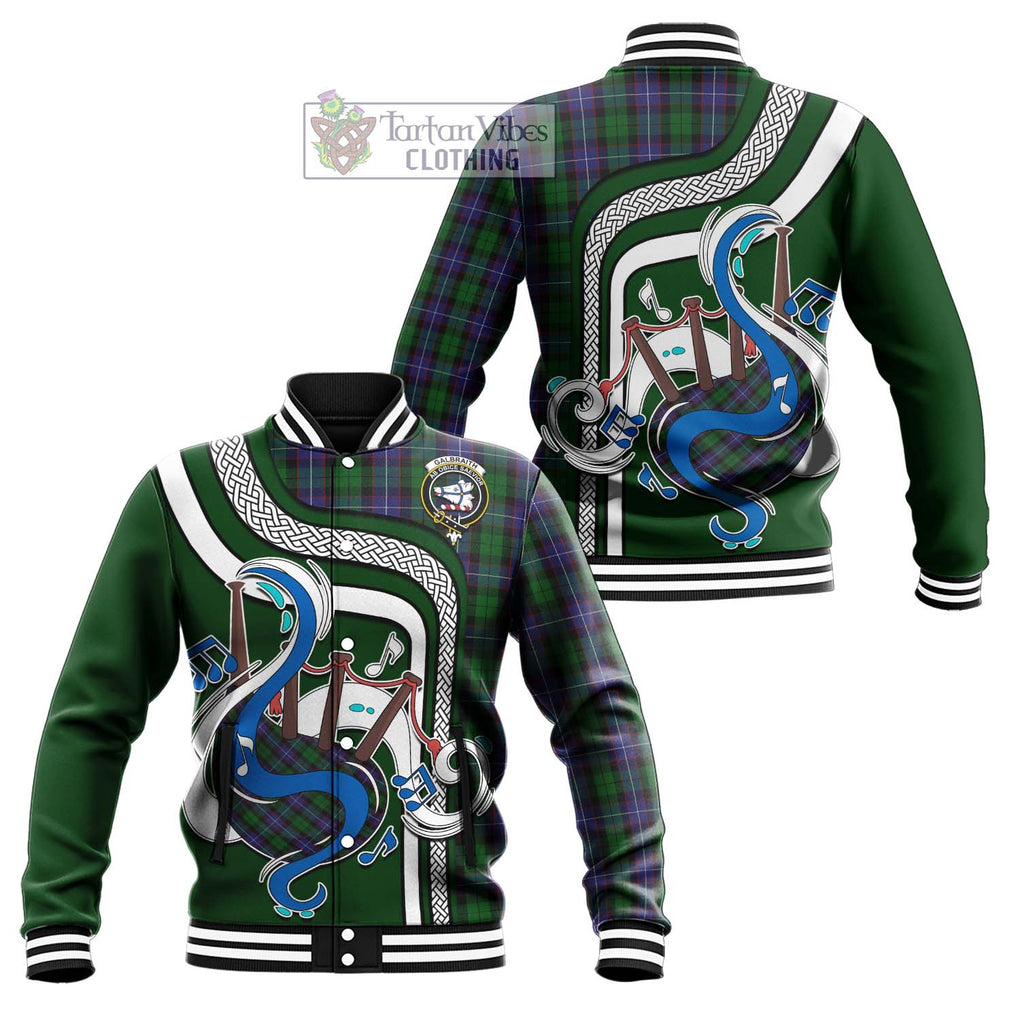 Tartan Vibes Clothing Galbraith Tartan Baseball Jacket with Epic Bagpipe Style