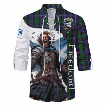 Galbraith Crest Tartan Ghillie Kilt Shirt Inspired by the Freedom of Scottish Warrior