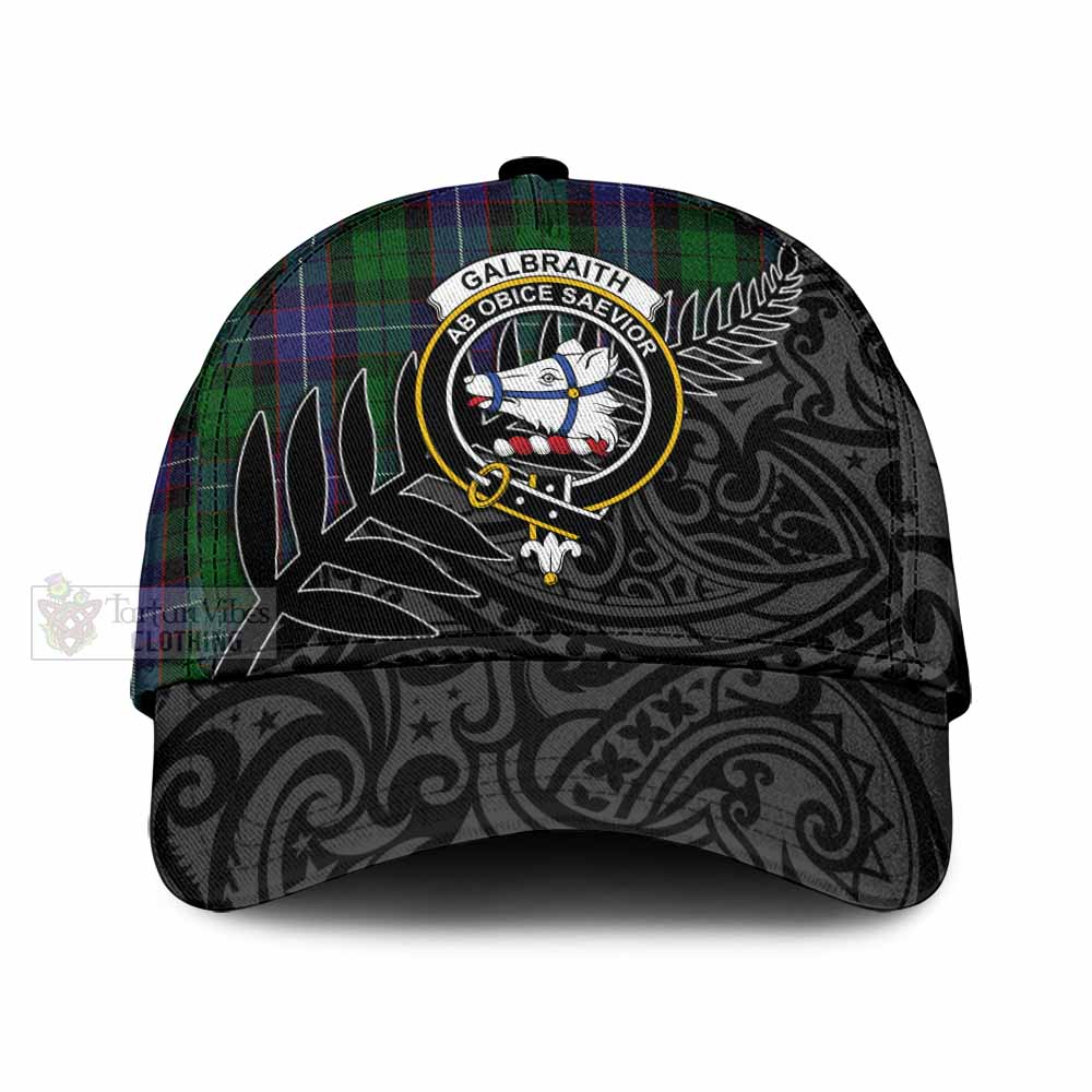 Tartan Vibes Clothing Galbraith Tartan Classic Cap with New Zealand Silver Fern Half Style