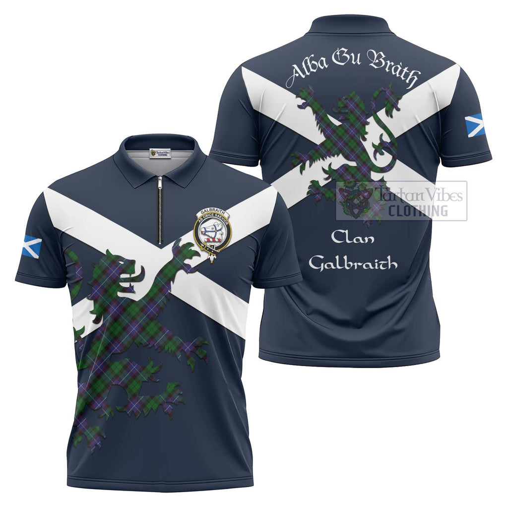 Tartan Vibes Clothing Galbraith Tartan Lion Rampant Zipper Polo Shirt – Proudly Display Your Heritage with Alba Gu Brath and Clan Name