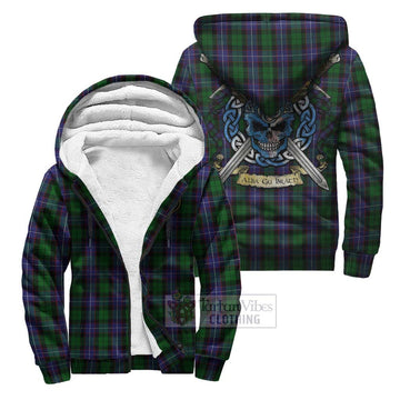 Galbraith Tartan Sherpa Hoodie with Family Crest Celtic Skull Style