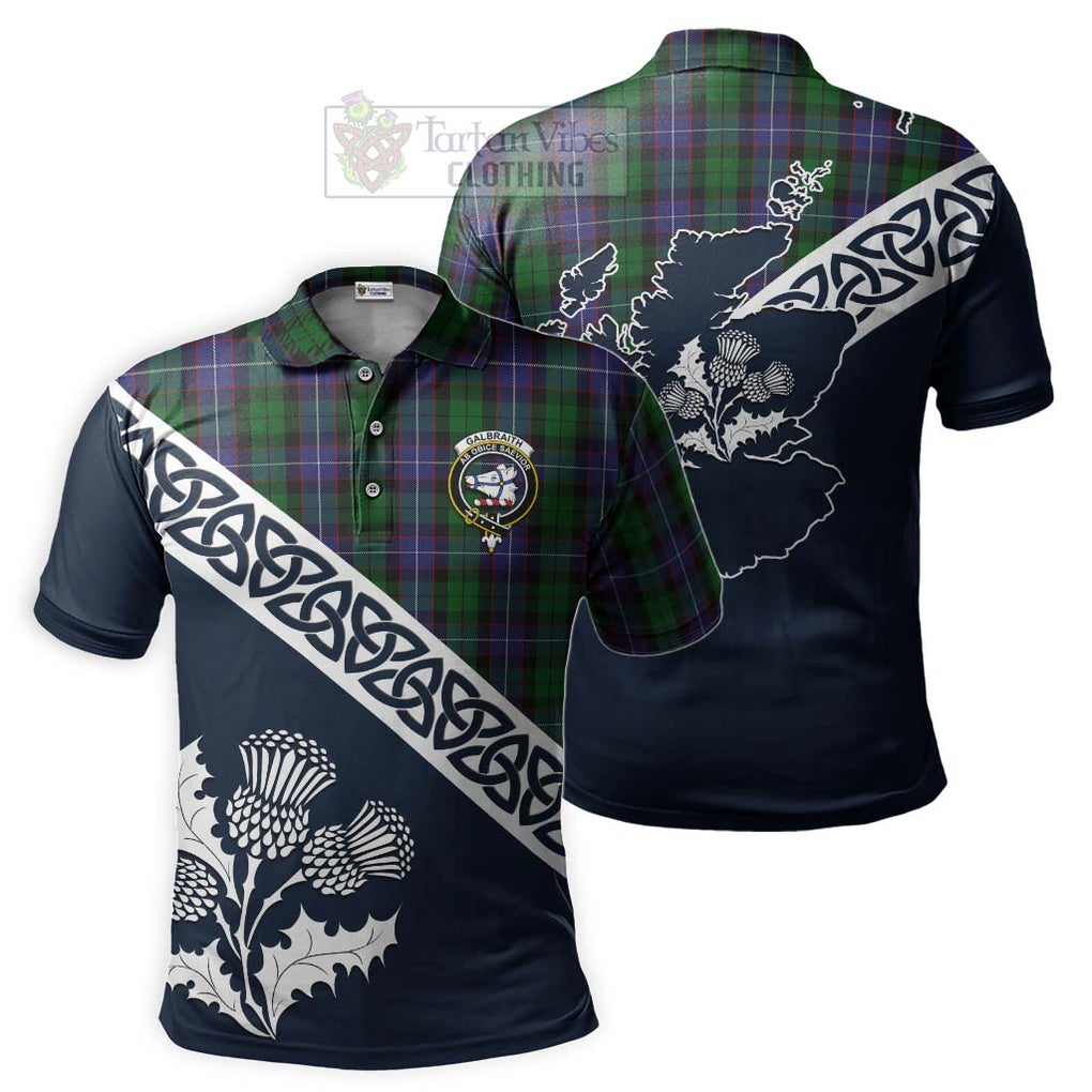 Galbraith Tartan Polo Shirt Featuring Thistle and Scotland Map Kid - Tartanvibesclothing Store