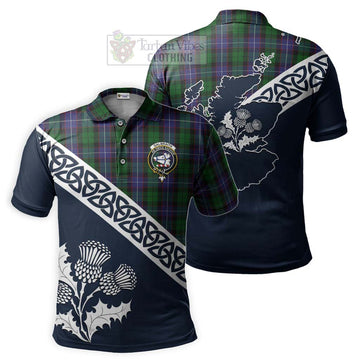 Galbraith Tartan Polo Shirt Featuring Thistle and Scotland Map