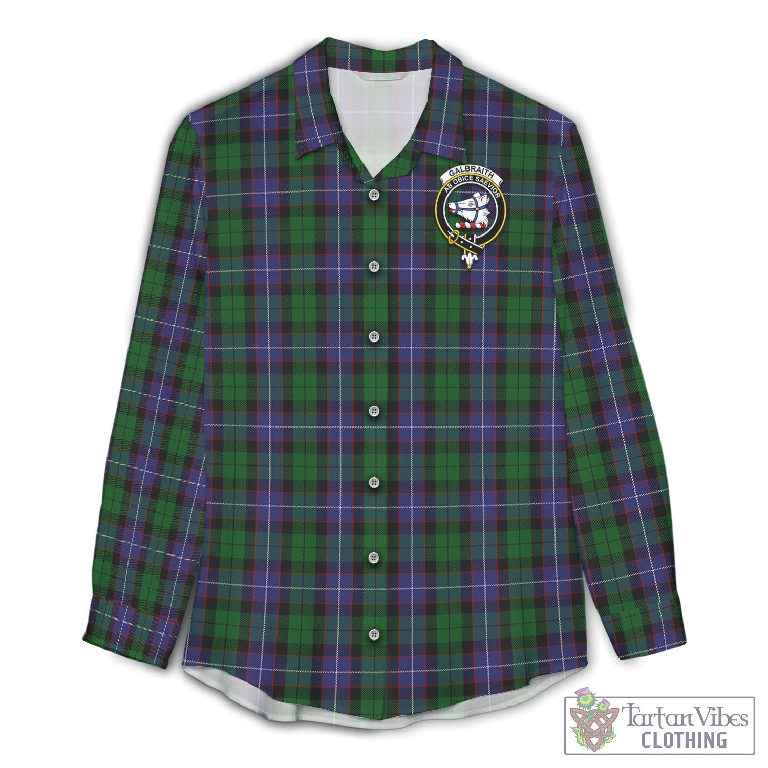 Tartan Vibes Clothing Galbraith Tartan Womens Casual Shirt with Family Crest