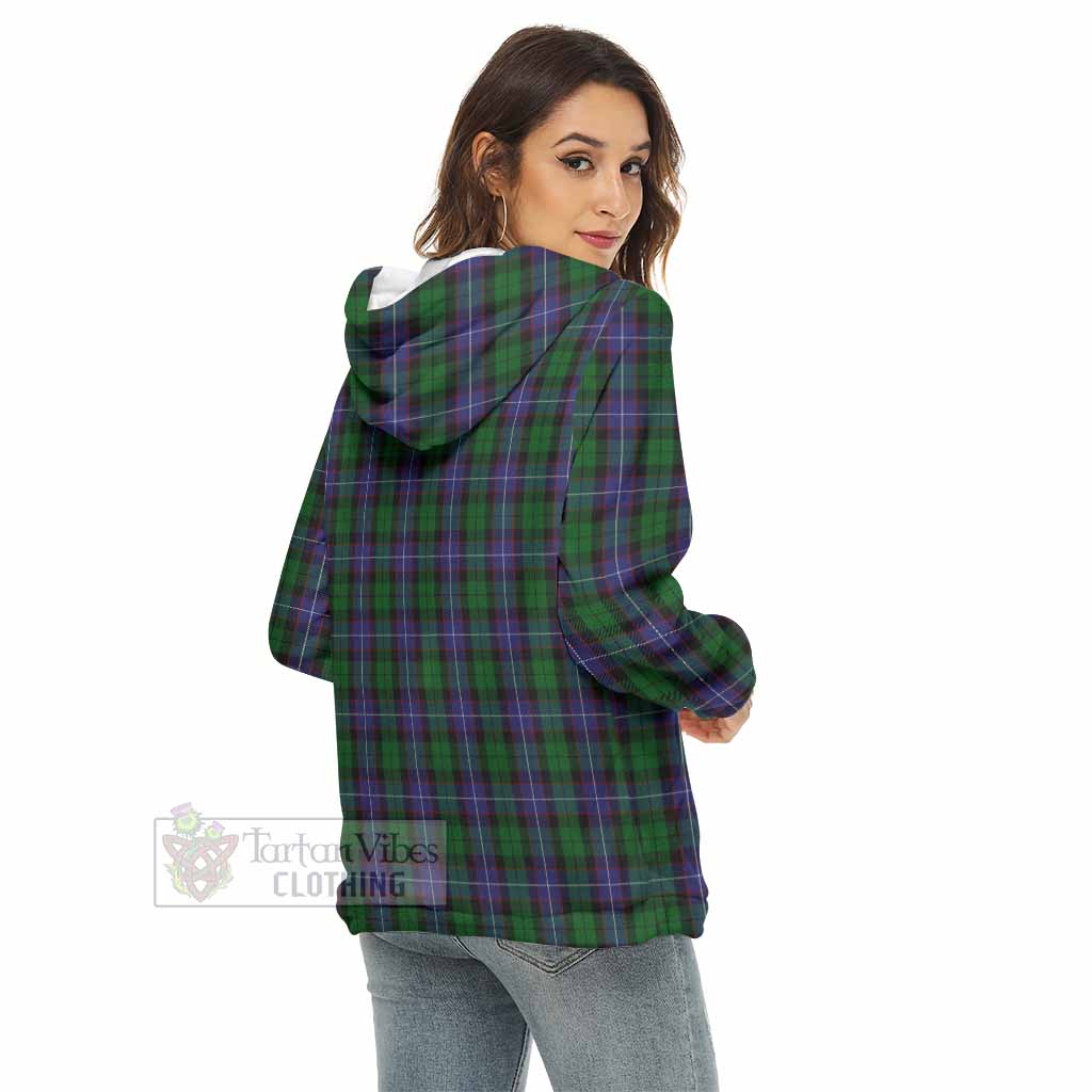 Tartan Vibes Clothing Galbraith Tartan Crest Women's Borg  Half Zip Fleece Hoodie