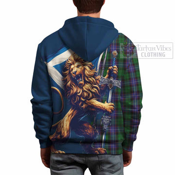 Galbraith Tartan Family Crest Hoodie with Scottish Majestic Lion