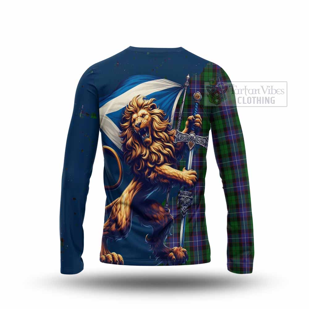 Tartan Vibes Clothing Galbraith Tartan Family Crest Long Sleeve T-Shirt with Scottish Majestic Lion