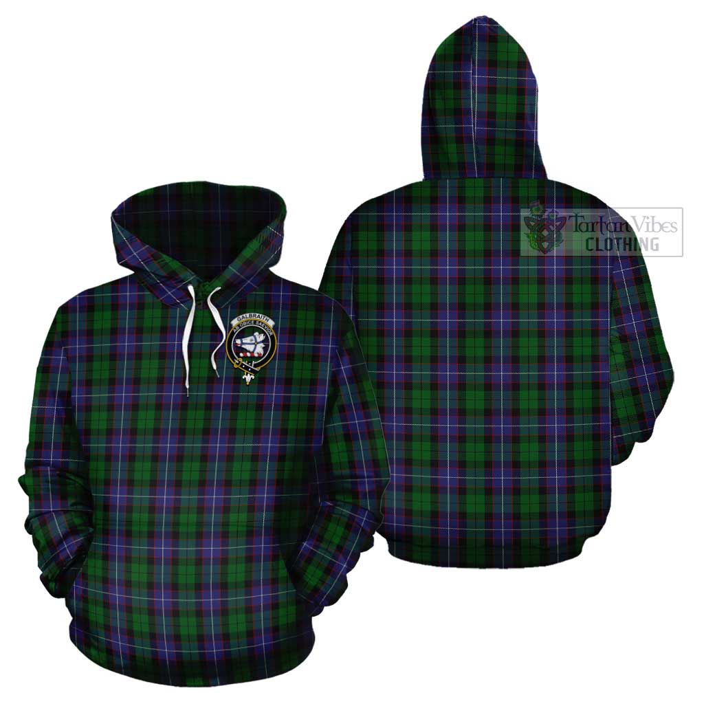 Tartan Vibes Clothing Galbraith Tartan Cotton Hoodie with Family Crest