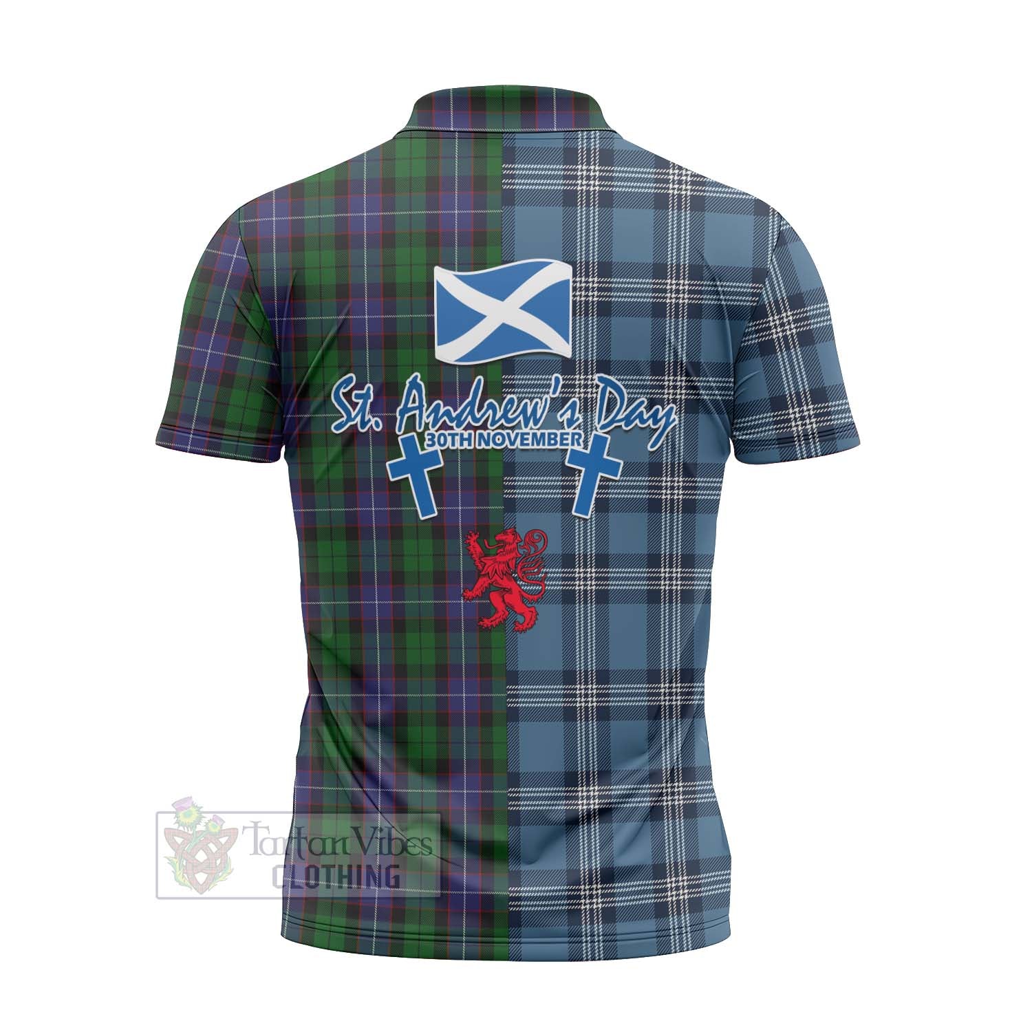 Tartan Vibes Clothing Galbraith Tartan Zipper Polo Shirt Happy St. Andrew's Day Half Tartan Style