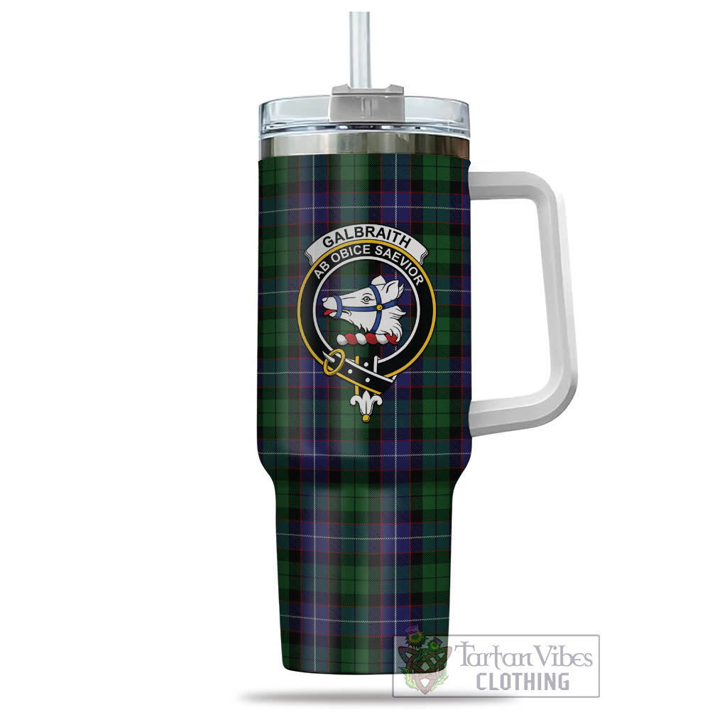 Tartan Vibes Clothing Galbraith Tartan and Family Crest Tumbler with Handle