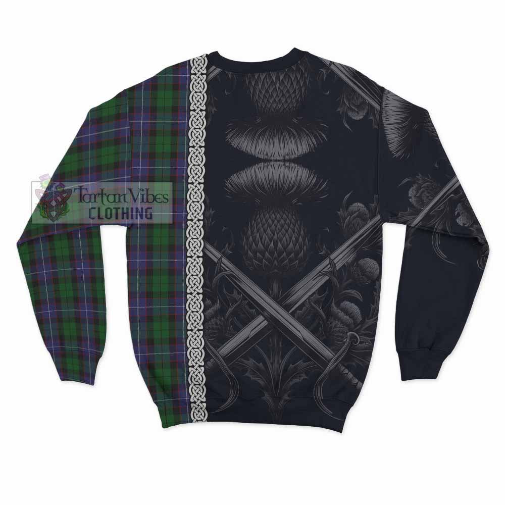 Tartan Vibes Clothing Galbraith Tartan Sweatshirt with Family Crest Cross Sword Thistle Celtic Vibes