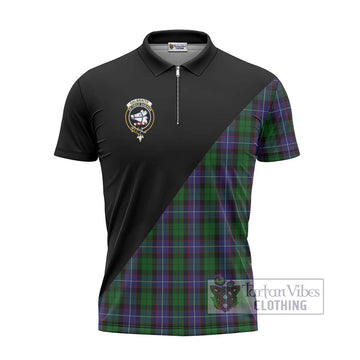 Galbraith Tartan Zipper Polo Shirt with Family Crest and Military Logo Style