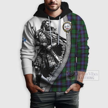 Galbraith Tartan Clan Crest Hoodie with Highlander Warrior Celtic Style