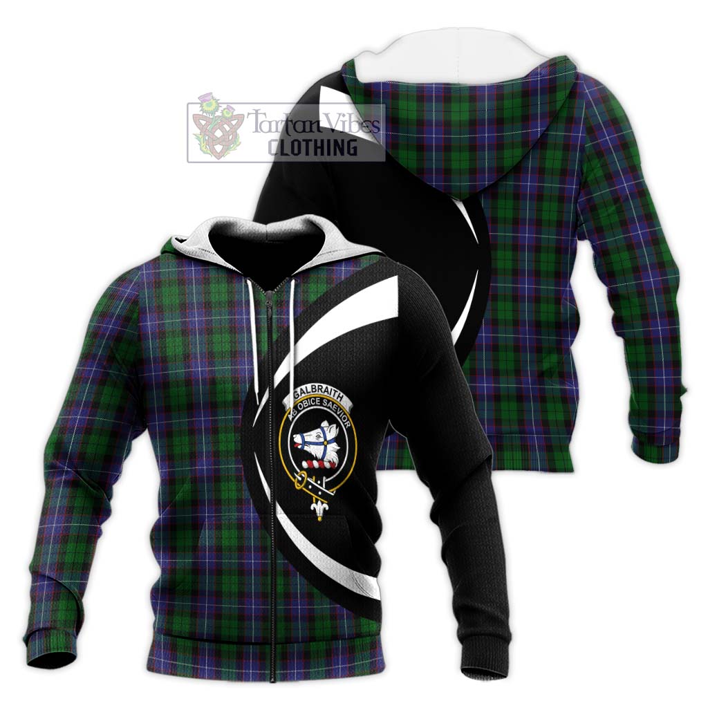 Galbraith Tartan Knitted Hoodie with Family Crest Circle Style Unisex Knitted Zip Hoodie - Tartan Vibes Clothing