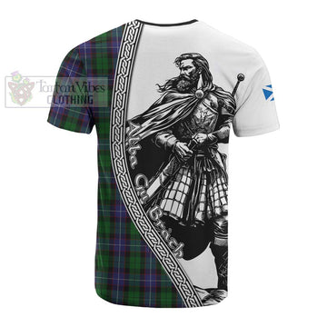 Galbraith Tartan Clan Crest Cotton T-shirt with Highlander Warrior Celtic Style