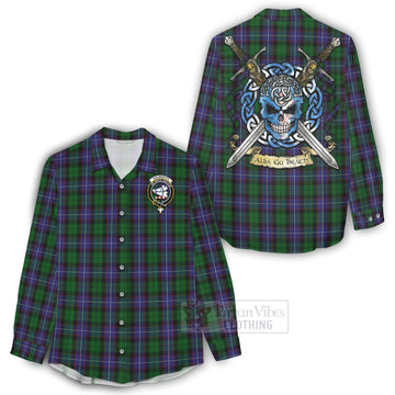 Galbraith Tartan Women's Casual Shirt with Family Crest Celtic Skull Style